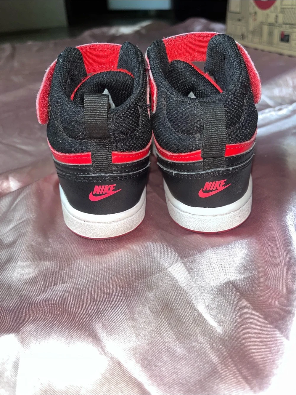 Nike Kids High-Top Sneakers in Red and Black